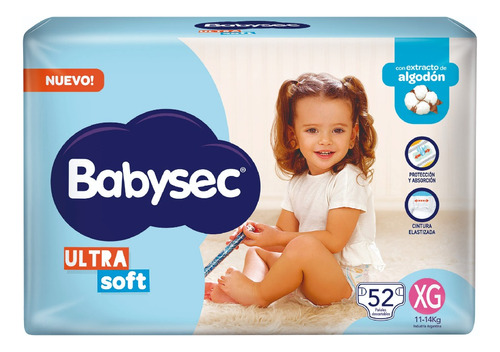 Pañales Babysec Ultra Soft Ahorrapack Xg X 52 Un