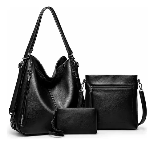 Kit 3 Bolsa Feminina Transversal Sacola Mochila Carterira