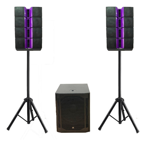 Caixa Som Sub Ativo 18 Pol + 2 Torre Satélite Dsp Bluetooth