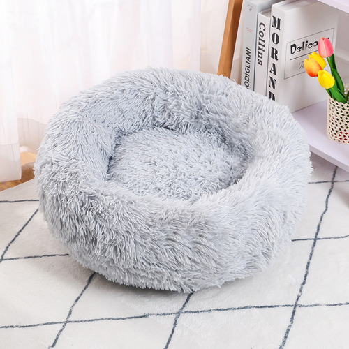 Cama Cucha Suave Moises Para Perros Gatos Mascotas 60 Cm Color Gris Diseño Circular