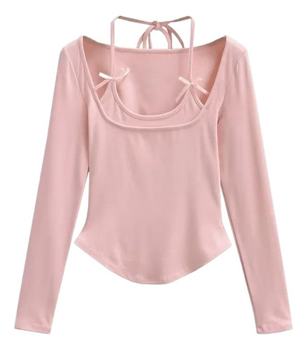 Top Halter Con Lazo, Corte Ajustado, Fibra De Viscosa