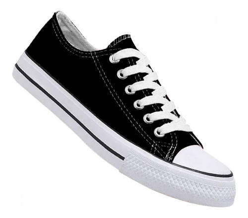 Zapatilla Urbana De lona unisex Casual Negro Y Blanco 7079