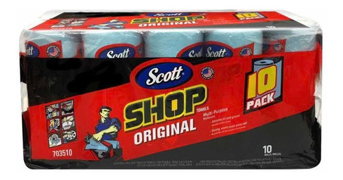 Toalla Multiusos Scott Shop Azul 10 Rollos Original