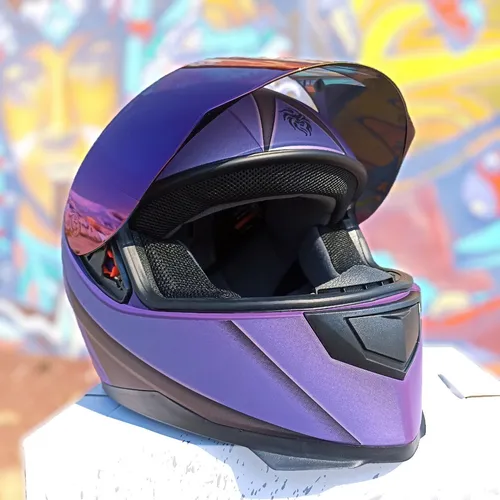 Casco Moto Morado Mujer Kov Blade Certificado Cerrado Ns Rs