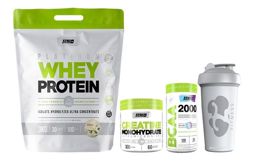 Whey Protein Star Nutrition 3kg + Creatina + Bcaa 2000+vaso