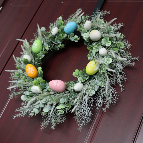 Huevos De Pascua En Forma De U, Plantas Verdes, Guirnaldas,