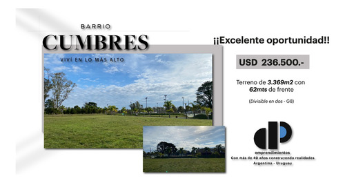 Venta Terreno en Barrio Privado Cumbres de Carrasco
