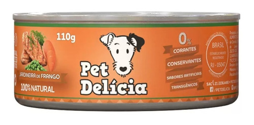 Ração Úmida Pet Delícia Natural Jardineira D Frango Cão 110g