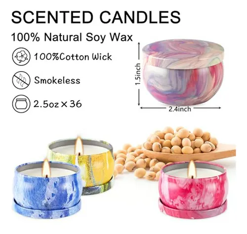 Set De 36 Velas Aromáticas Para Mujeres, 2.5 Oz, Spa, Yoga,