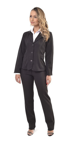 Terninho Feminino Corte Reto Blazer E Calça Uniforme