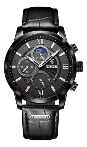 Reloj De Hombre Lige Fashion Waterproof Luminous Todo Negro