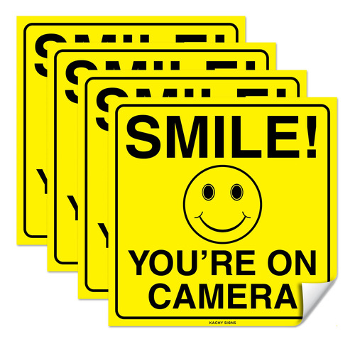 Set 4 Cartel Vinilo Autoadhesivo & Smile You're On Camera& 