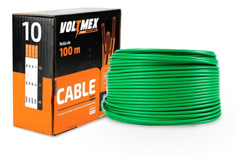 Cable Eléctrico Calibre 10 Con 100 Metros Color de la cubierta Verde