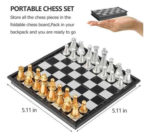 Tablero De Ajedrez Magnético Plegable De 13x13 Cm – Mini Juego De Viaje Con Piezas Con Imanes, Ideal Para Adultos Y Niños, Regalo Práctico
