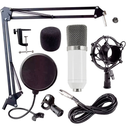 Kit Microfono Condensador Bm700 Youtuber Blanco