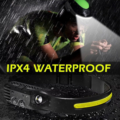 Linterna Frontal Led De Inducción Recargable Por Usb, 6 Modo
