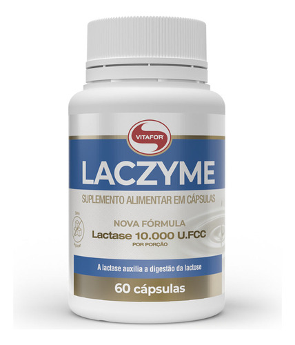 Laczyme Enzima lactase em pote 60 cápsulas Suplemento Vitafor