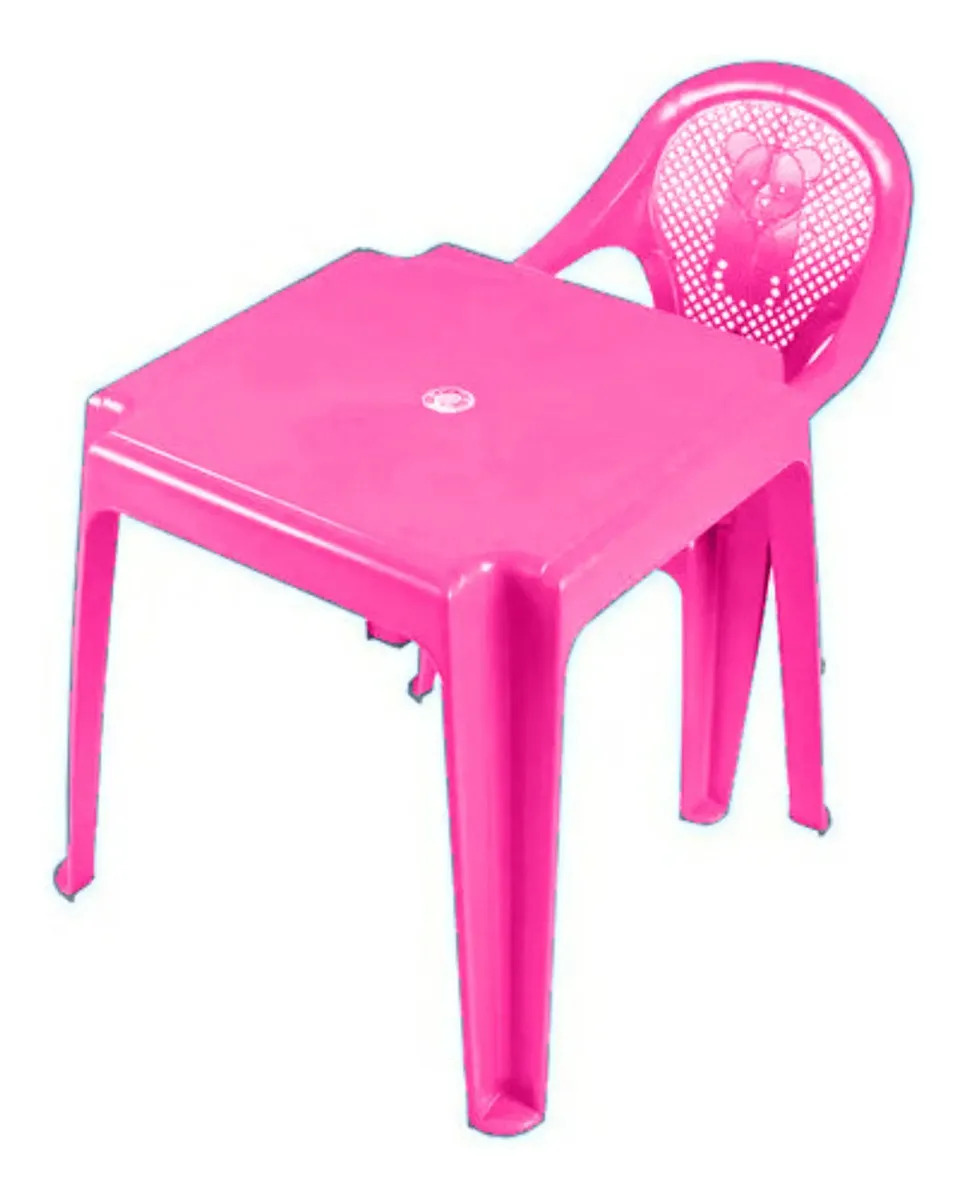 Mesa E Cadeira Infantil Atividades Educativa Ursinho Creche Cor Rosa