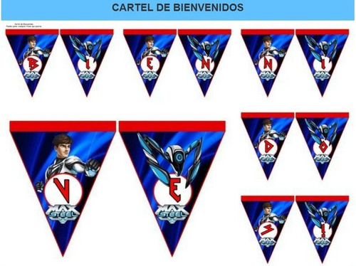 Kit Imprimible Modificable Max Steel Fiesta 3x1