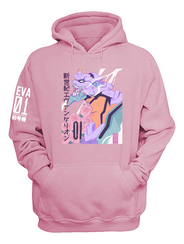 Buzo Hoodie Algodón Frizado Unico Evangelion Anime Eva 01 02