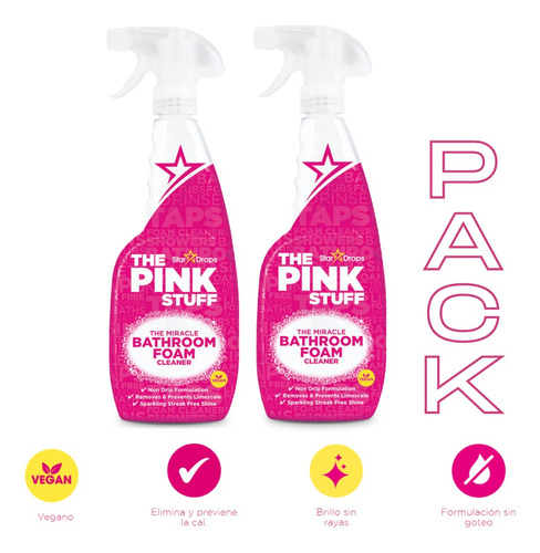 The Pink Stuff Limpiador De Baño En Espuma 750ml Pack X2