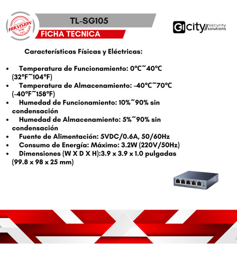 Switch Gigabit No Administrable De 5 Puertos Tl-sg105