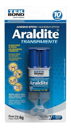 Cola Líquido Tekbond ADESIVO COLA EPOXI ARALDITE 6g SECAGEM 10 MINUTOS EMBALAGEM SERINGA BLISTER