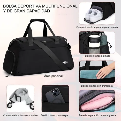 Bolso Deportivo Para Viaje, Gym Impermeable Gran Capacidad