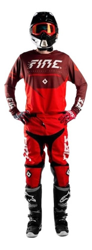 Equipo Conjunto Dark Red Motocross Enduro Mx Fire Juri Atv