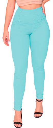 Calça Jeans Modeladora Colorida Bojo Lycra Rosa Preta Azul
