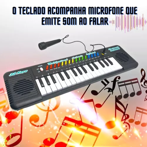 Jogo 2 Peças Musical Infantil Mini Bateria+piano Teclado 32