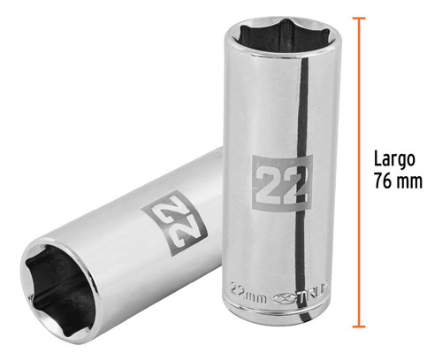 Dado Largo De 22mm 6 Puntas Cuadro 1/2in Truper