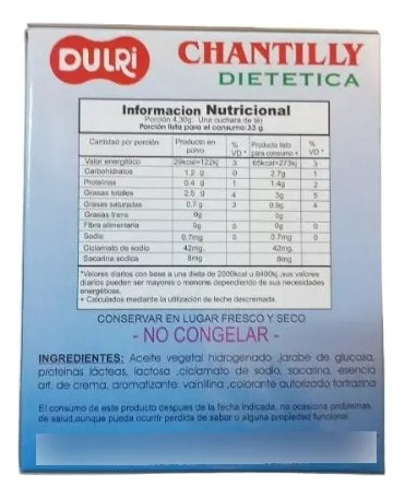 Crema En Polvo Chantilly Dietética 7 Porc Dulri Postre X3