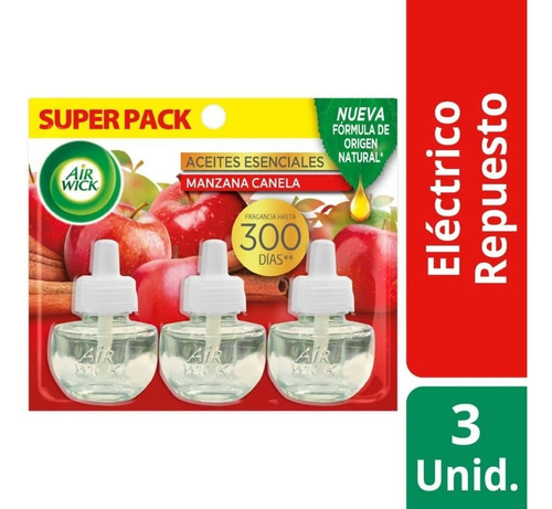 Air Wick Eléctrico Manzana Canela Repuesto 3 Un De 21 Ml