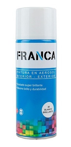 Pintura En Spray Aerosol Blanco Brillante Franca 400 Ml