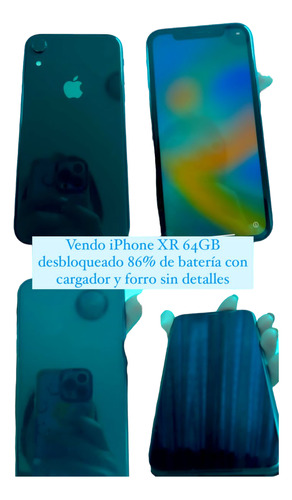  iPhone XR  64gb Desbloqueado 86 % Bateria Cargador Forro