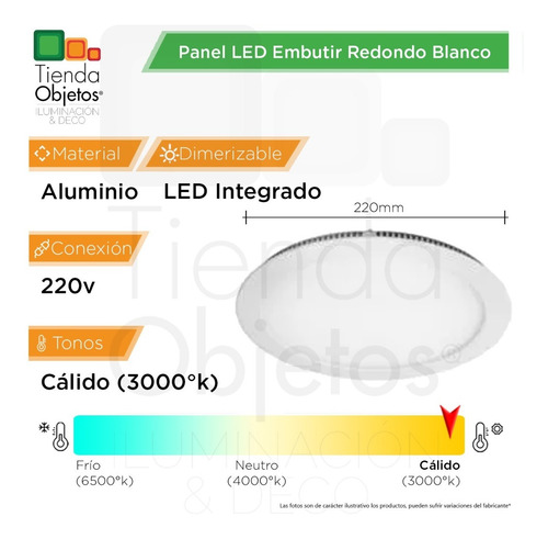 Imagen 3 de 9 de Pack X 10 Panel Led Embutir Redondo 12w Calidos Frios Cuotas
