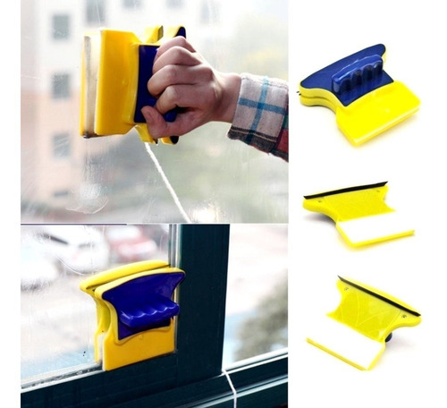 Imagen 6 de 9 de Limpia Vidrios Magnetico Doble Para Ventana Con Iman