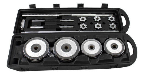 Kit anilhas + Halteres gallant na maleta 50kg elite cromado