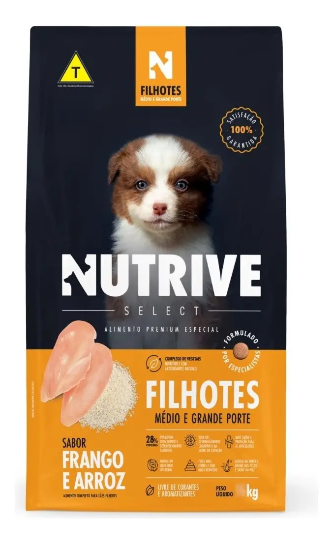 Ração Seca Nutrive Cães Filhote Frango Arroz 2.5kg