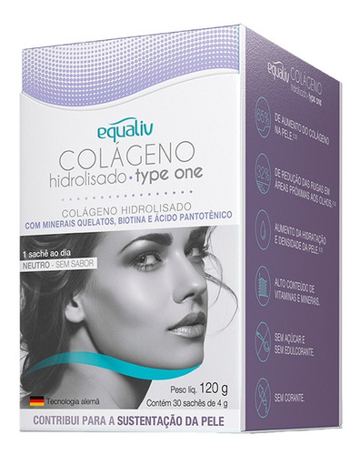 Colágeno Hidrolisado Equaliv, Verisol, Tecn. Alemã 30 Saches Sabor Sem Sabor