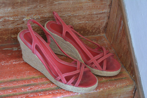 Sandalias Rojas Dama Numero 38 Taco Corrido