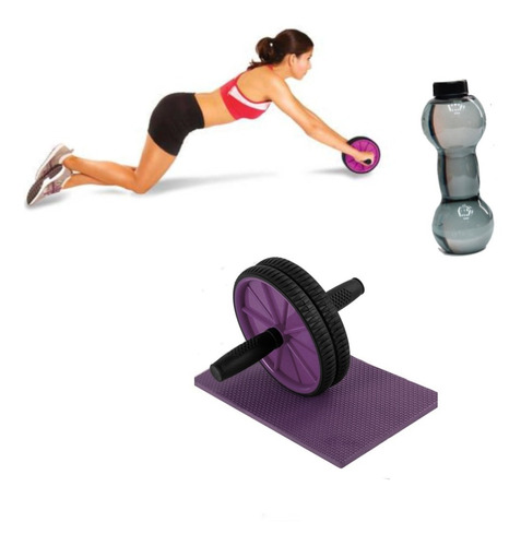 Rueda Para Abdominales+ Botella+mini Alfombra Para Rodillas