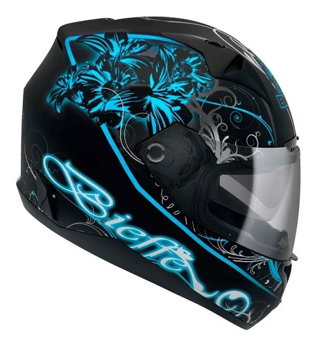 Capacete Bieffe B-40 Lirium Preto/azul B40 Óculos Interno