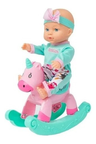 Muñeca Bostecitos Bebe Con Balancín Unicornio 30 Cm