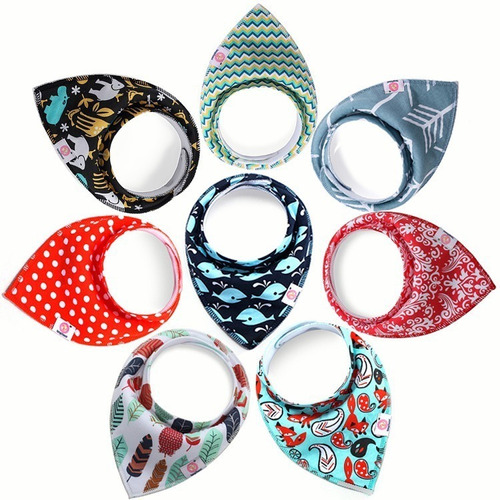 8 Piezas Baberos De Bebe Bandana Unisex Niño Niña Moderno