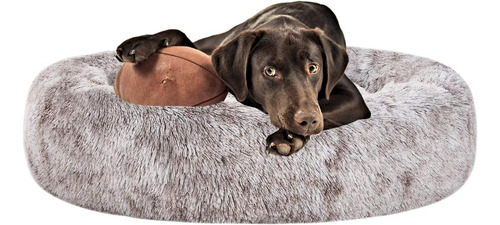 Cama Ovalada Afelpada De Piel Sintética P/calmar Mascotas, L