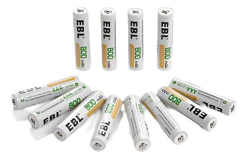 12 X Ebl 800 Mah 1.2v Aaa Recargables De Ni-mh Batería + Caj