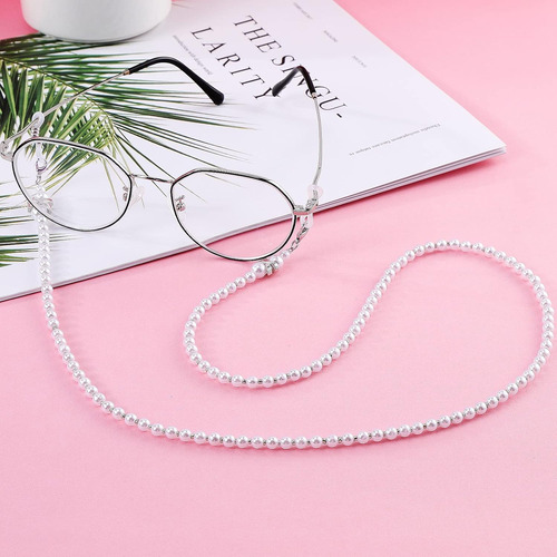 Cadena Para Gafas Ocr Con Perlas Blanco