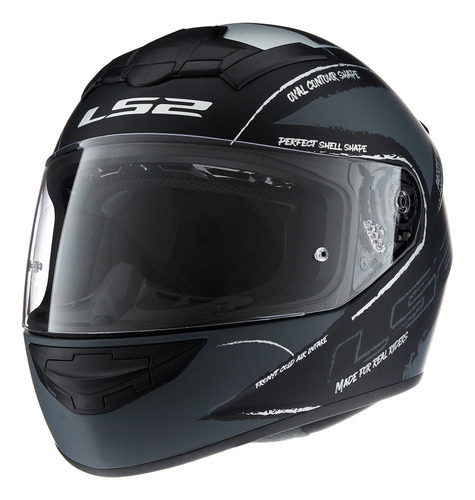 Casco Moto Ls2 Integral 352 Rookie Brush Negro Gris Pr